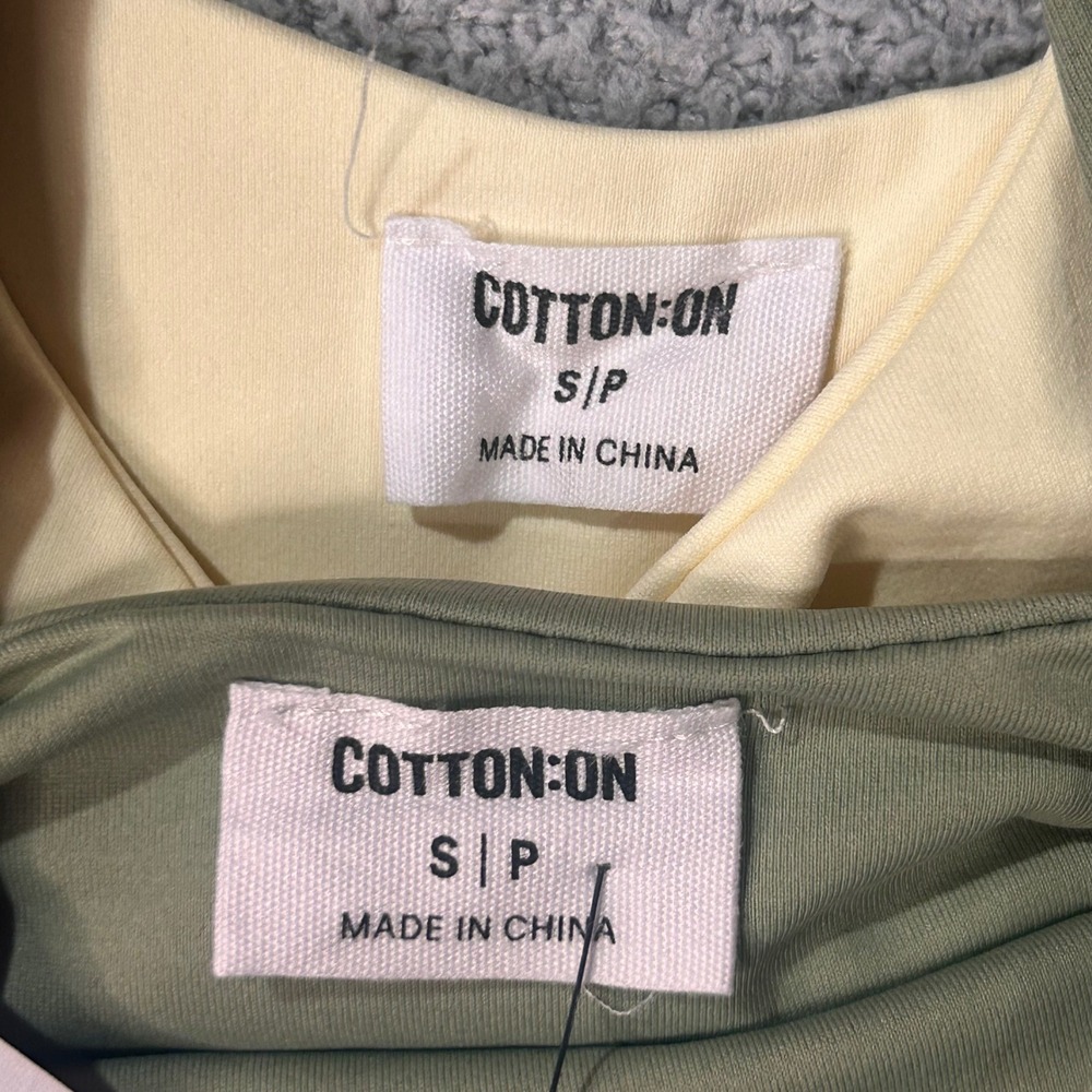 Cotton On Bodysuit Cleo Scoop Neck Low Back S Green Cream Minimal Basic 2 Pack - Picture 9 of 11